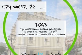 Grafika opisująca ile osób z Leszna oddało 1% podatku na leszczyńskie organizacje (photo)
