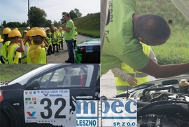 Źródło Facebook Miejskie Przedsiębiorstwo Energetyki Cieplnej Sp. z o.o. Zdjęcie przedstawia kolaż zdjęć dzieci w żółtych kaskach, mężczyzny zaglądającego pod maskę samochodu oraz samochodu z numerem 32. (photo)