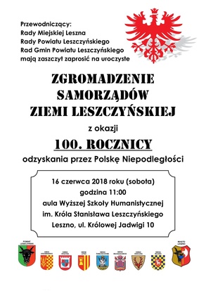 Zaproszenie na Zgromadzenie Samorządów Ziemi Leszczyńskiej 