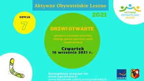 DRZWI OTWARTE Aktywne Obywatelskie Leszno – Czwartek 16.09.2021 r.