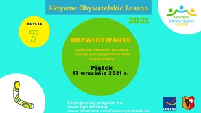 DRZWI OTWARTE Aktywne Obywatelskie Leszno – Piątek 17.09.2021 r.