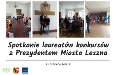 Spotkanie laureatów konkursów z Prezydentem Miasta Leszna