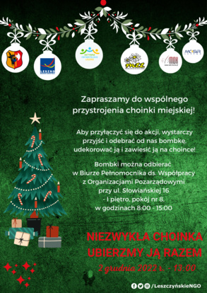 Zapraszamy po odbiór bombek! Wspólnie ubierzmy miejską choinkę