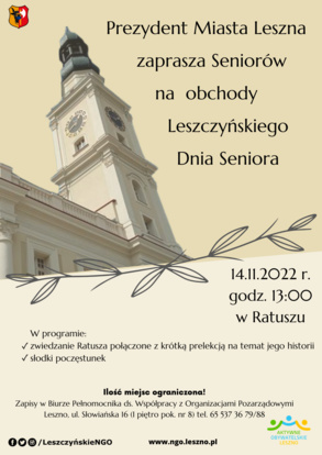 Prezydent zaprasza na Leszczyński Dzień Seniora 