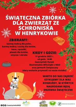 Świąteczna zbiórka dla zwierząt ze schroniska w Henrykowie