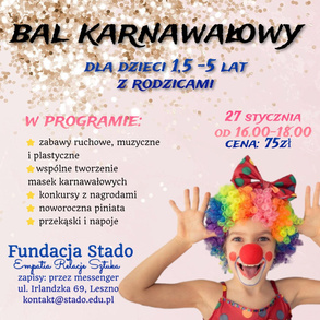 Bal Karnawałowy dla dzieci 1,5 - 5 lat