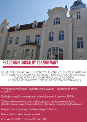 Poszukiwany pracownik socjalny