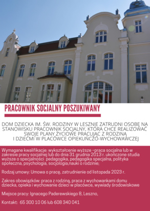 Poszukiwany pracownik socjalny