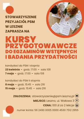 Kursy przygotowawcze do Szkoły Muzycznej w Lesznie