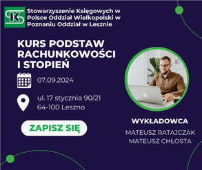 I stopień - Kurs podstaw rachunkowości dla kandydatów na księgowego