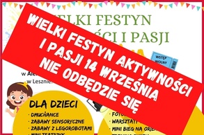 Wielki Festyn Aktywności i Pasji 14 września nie odbędzie się 