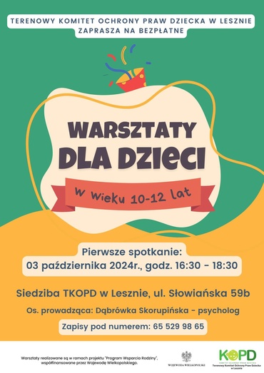 Warsztaty psychoedukacyjne dla dzieci w wieku 10-12 lat