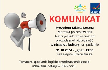 Prezydent Miasta Leszna zaprasza organizacje działające w sferze kultury