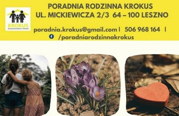 Bezpłatna pomoc psychologiczna, pedagogiczna, terapeutyczna i edukacyjna w Poradni Rodzinnej Krokus dla Mieszkańców Leszna w roku 2025 