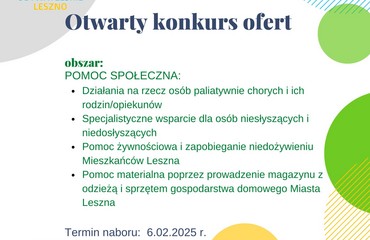 Prezydent Miasta Leszna ogłosił kolejne konkursy w zakresie pomocy społecznej