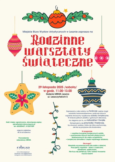 Świąteczne ozdoby z natury - rodzinne warsztaty plastyczne