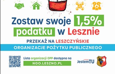 Tu rozliczam. Tu wspieram. Zostaw swoje 1,5% w Lesznie