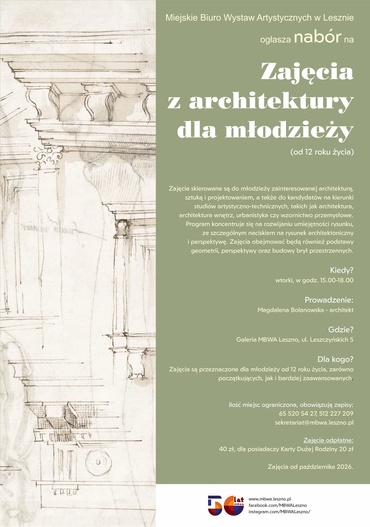 NABÓR NA ZAJĘCIA Z ARCHITEKTURY DLA MŁODZIEŻY (od 12 roku życia)